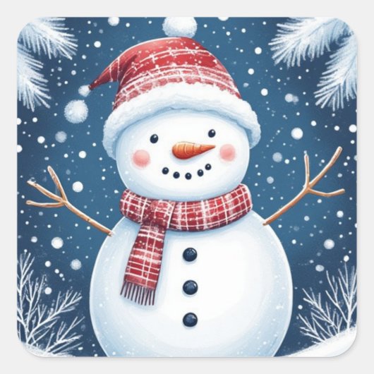 Kerstman Vierkante Sticker (Voorkant)