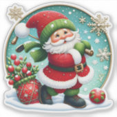 Kerstman viert kerst in Wonderland Sticker (Voorkant)