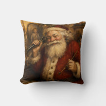Kerstman Vintage aan de Telefoon Olie Schilderij