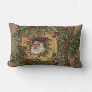 Kerstman Vintage Antiek Kerstmis Hulst Kussen