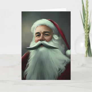 Kerstman vintage grijze witte snor kaart