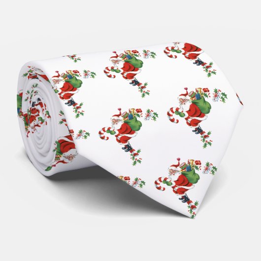  kerstman Vintage gunsten rood feestelijk Stropdas (Opgerold)
