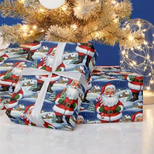 Kerstman Vintage Kitsch Cadeaupapier