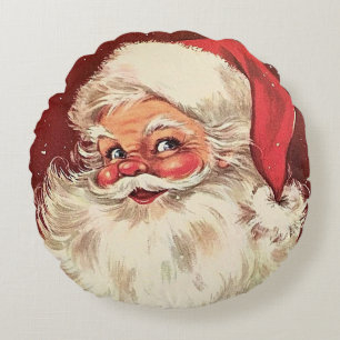 Kerstman Vintage Retro Vakantie Mooi Rond Kussen