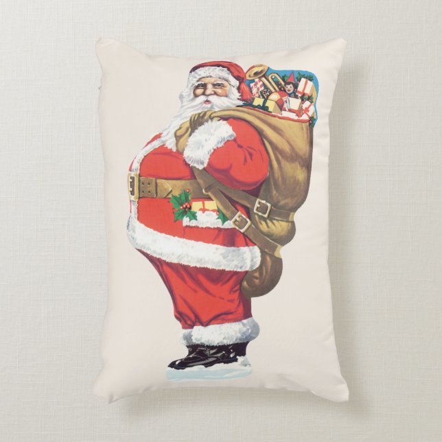 Kerstman vintage, victoriaanse Kerstmis-uitknipfig Accent Kussen (Voorkant(Verticaal))