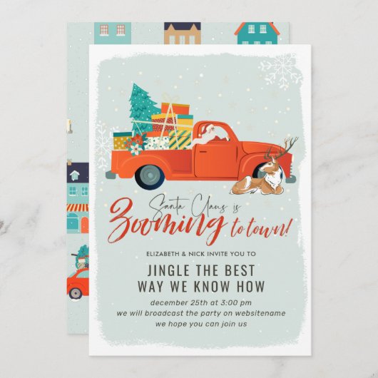 kerstman | Virtueel kerstfeest Kaart (Voorkant / Achterkant)