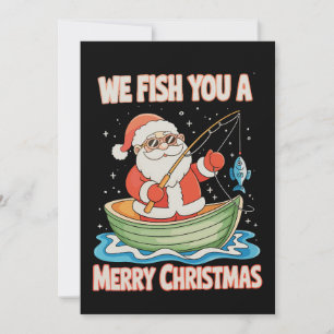 Kerstman Vissen Kerstvis Visser Kerstmis Feestdagenkaart