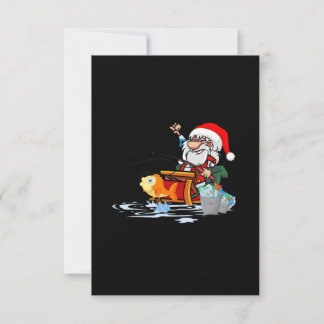 Kerstman vissen tijdens Kerstmis Kaart