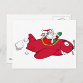 Kerstman vliegt met kerstvliegtuig feestdagenkaart (Voorkant / Achterkant)