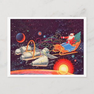 Kerstman vliegt met raketten, Sovjet oudjaarsavond Briefkaart