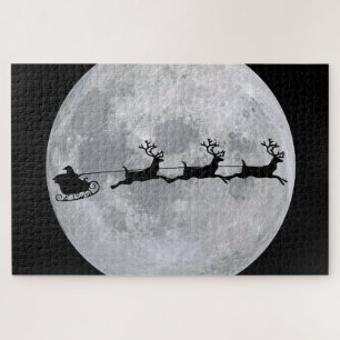 Kerstman vliegt naar de maan puzzel
