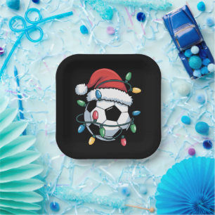 Kerstman Voetbal Bal Sporten Kerstmis Voetbalspele Papieren Bordje