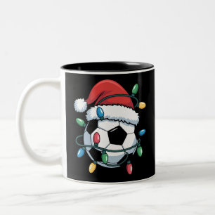 Kerstman Voetbal Bal Sporten Kerstmis Voetbalspele Tweekleurige Koffiemok