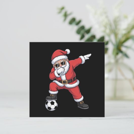 Kerstman Voetbal Dabbing Kerstman Cadeau Kerstmis Feestdagenkaart (Staand voorkant)