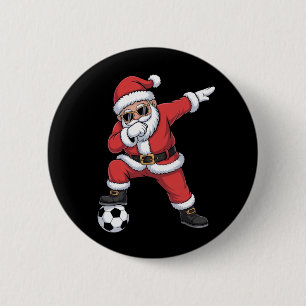 Kerstman Voetbal Dabbing Kerstman Cadeau Kerstmis Ronde Button 5,7 Cm