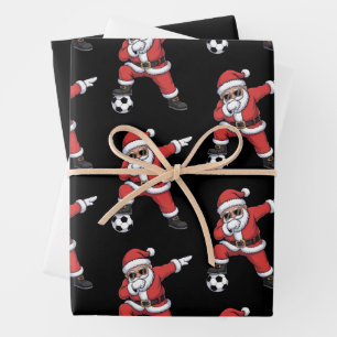 Kerstman Voetbal Dabbing Kerstman Kado Kerstmis Inpakpapier Vel