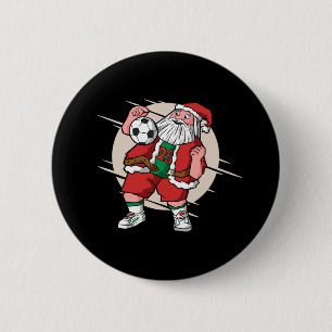 Kerstman Voetballer Kerstontwerp Ronde Button 5,7 Cm