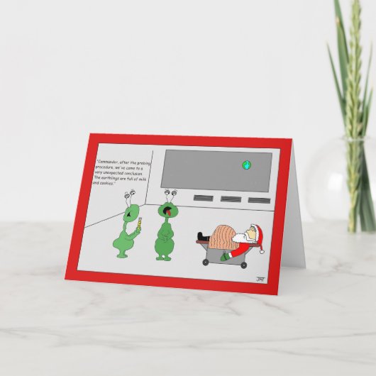 Kerstman Vol Melk & Cookies Kerst Kaart (Voorkant)
