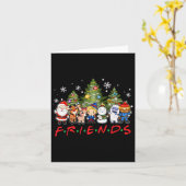 Kerstman Vrienden Rendier Snowman Familie Xm Kaart (Gele Bloem)