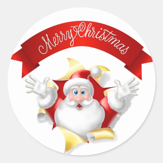 Kerstman vrolijk kerst sticker (Voorkant)