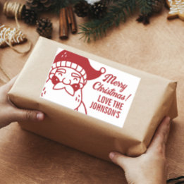 Kerstman Vrolijk Kerstcadeau Rechthoekige Sticker