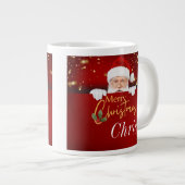 Kerstman Vrolijk Kerstfeest Aangepaste naam aan be Extra Grote Beker (Voorkant rechts)