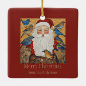 Kerstman Vrolijk Kerstgroet Keramisch Ornament (Achterkant)