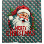 Kerstman Vrolijk Kerstillustratiepatroon Douchegordijn (Voorkant)