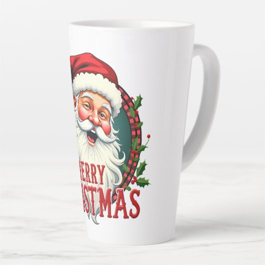 Kerstman Vrolijk Kerstillustratiepatroon Latte Mok (Rechterhoek)