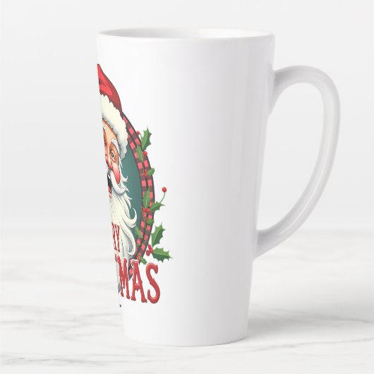 Kerstman Vrolijk Kerstillustratiepatroon Latte Mok (Rechts)