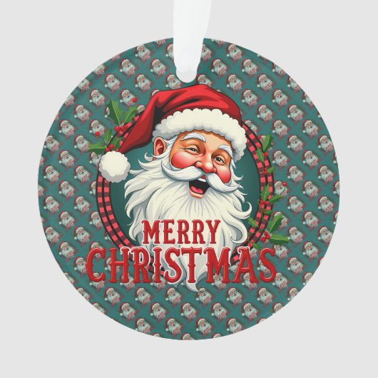 Kerstman Vrolijk Kerstillustratiepatroon Ornament (voorkant)