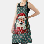 Kerstman Vrolijk Kerstillustratiepatroon Schort (Insitu)