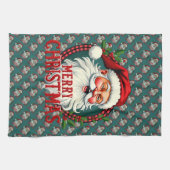 Kerstman Vrolijk Kerstillustratiepatroon Theedoek (Horizontaal)