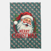 Kerstman Vrolijk Kerstillustratiepatroon Theedoek (Verticaal)