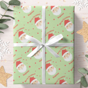 Kerstman Vrolijk Kerstman Persoonlijke Naam Cadeaupapier