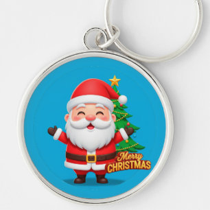 Kerstman vrolijke groet sleutelhanger