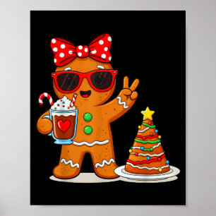 Kerstman-vrouwtjes die koffie drinken Kerstboom C Poster