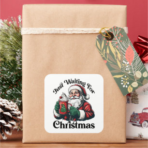 Kerstman wacht op Kerstmis wit Vierkante Sticker