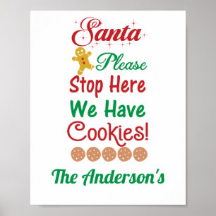 Kerstman We Hebben Koekjes Rood Groen Poster