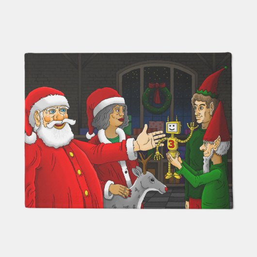 Kerstman Werkplaats Deurmat (Voorkant)