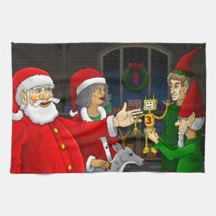 Kerstman Werkplaats Theedoek