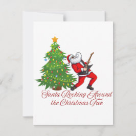 Kerstman wiegt rond de kerstboom op een   feestdagenkaart