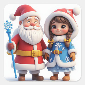 🎅 Kerstman Winter Vakantie Magie ❄️ Vierkante Sticker