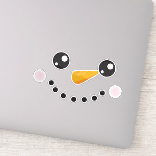 Kerstman, witte sneeuwman, wortelneus sticker