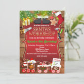 Kerstman Workshop Uitnodiging Kerstfeest (Staand voorkant)