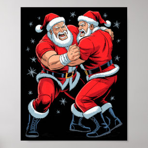 Kerstman Worstelaar Grappige Worstelaar Kerstmis K Poster