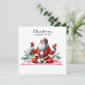 Kerstman Yoga Uitnodiging voor feest (Staand voorkant)