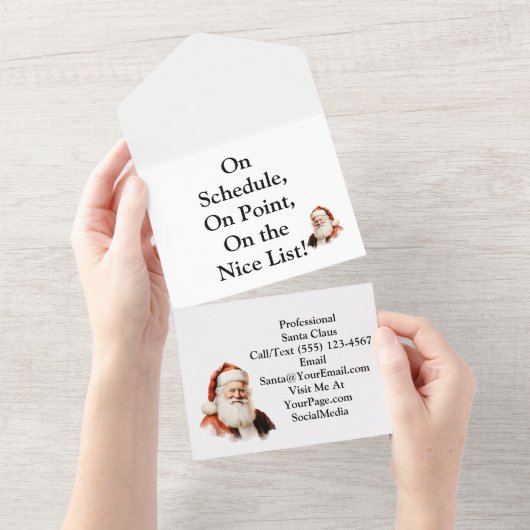 Kerstman Zakelijke Post Mail Card all-in-one All In One Uitnodiging (Afscheurbaar)