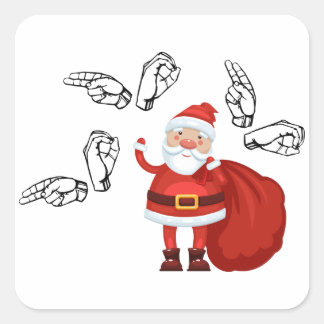 Kerstman zegt Ho Ho Ho in ASL Vierkante Sticker