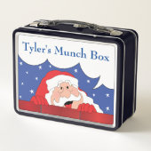 Kerstman zegt lichte tonen metalen lunchbox (Achterkant)
